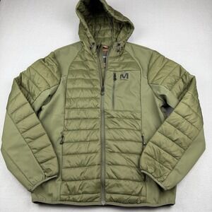 Merrell Mens Large Olive Green Hooded Puffer Jacket Insulated Outdoor